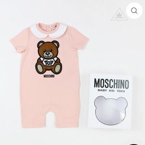 Moschino Pink Romper with Brown Bear Logo